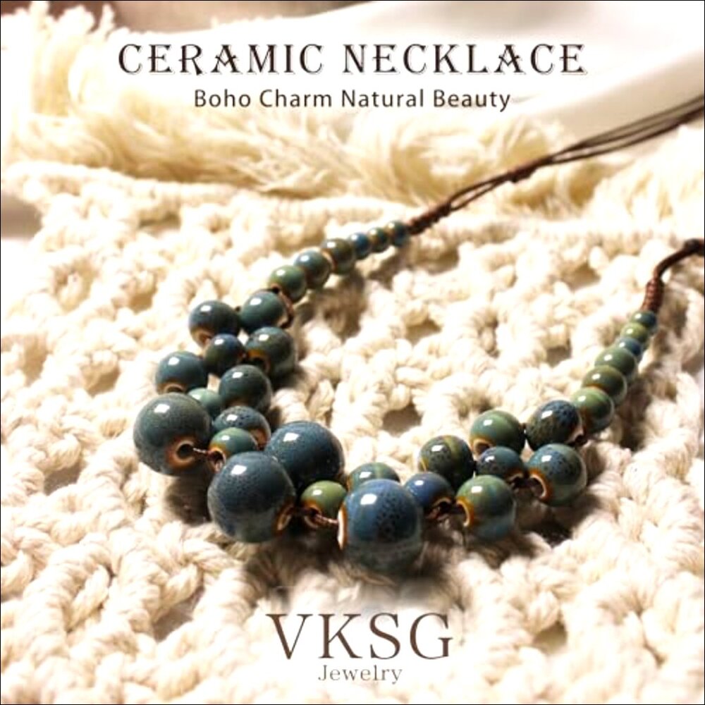 Adjustable Chunky Ceramic Beaded Statement Neckla… - image 6